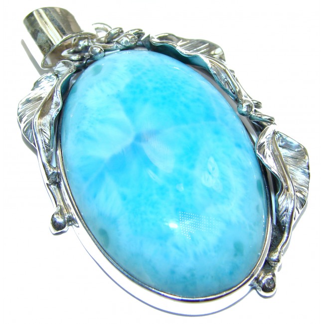 Huge 30.9 grams Great quality Authentic Caribbean Larimar .925 Sterling Silver handmade pendant
