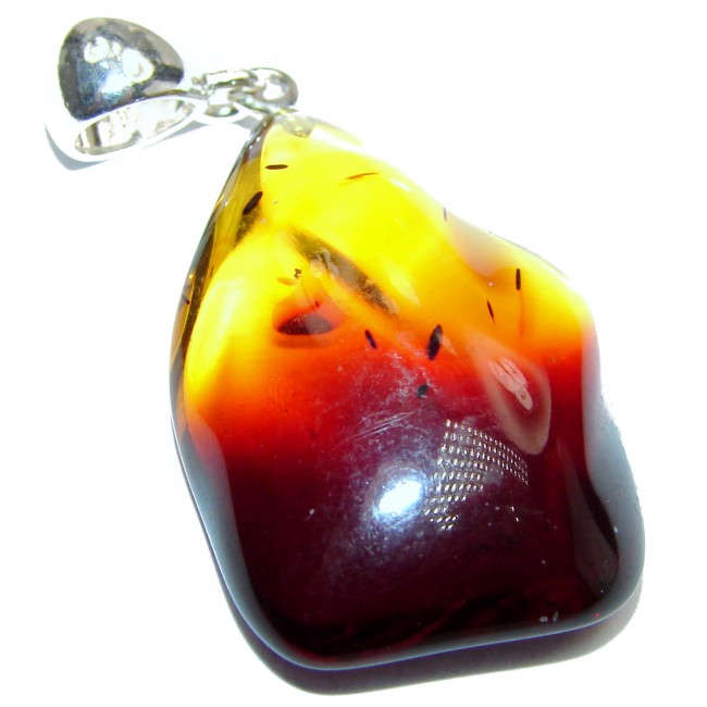 Vitage Style Natural Baltic Amber .925 Sterling Silver handmade Pendant