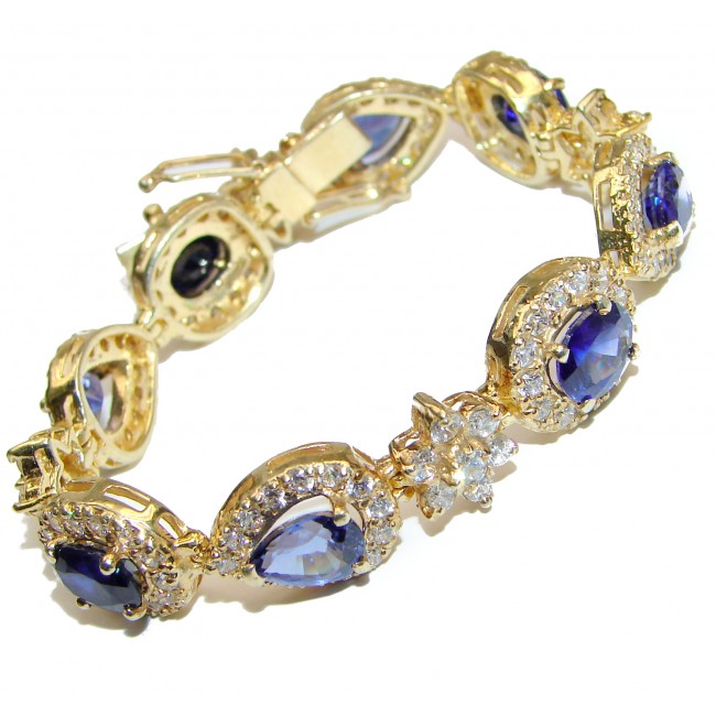 Vintage Style Sapphire 14K Gold over .925 Sterling Silver Bracelet