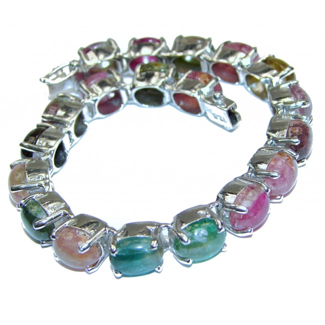 Authentic Watermelon Tourmaline .925 Sterling Silver handcrafted Bracelet