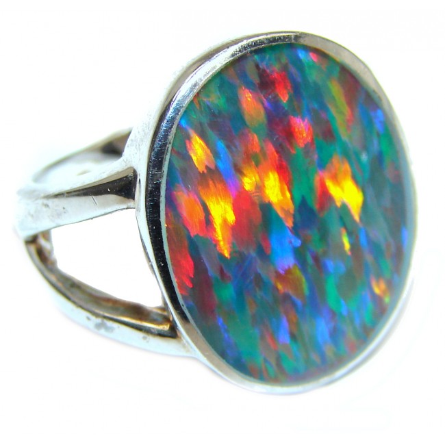 Australian Triplet Opal .925 Sterling Silver handcrafted ring size 6