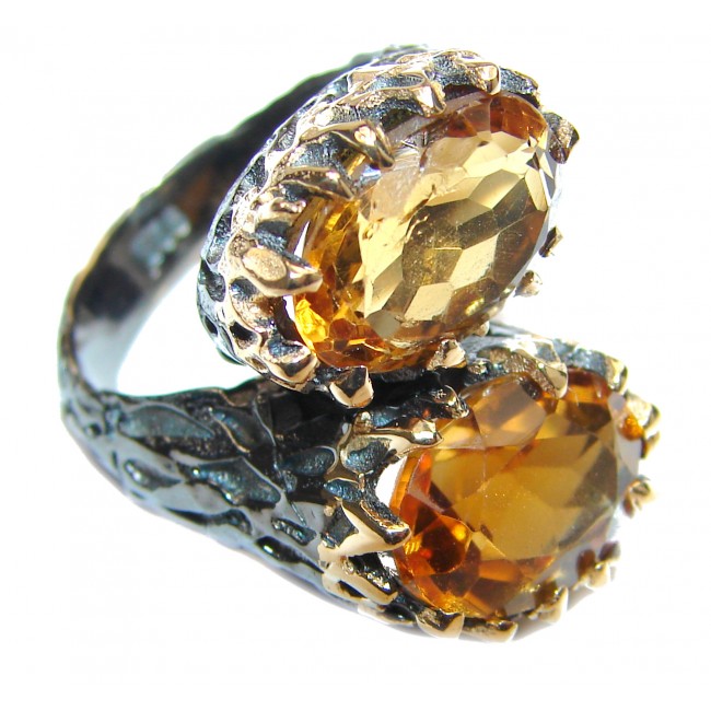 Vintage Style Natural Citrine 14K Gold over .925 Sterling Silver handcrafted Ring s. 6