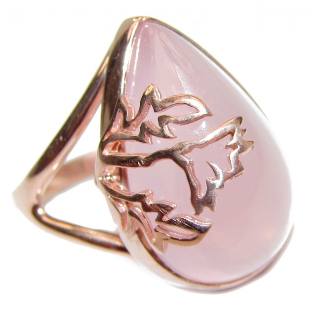 Authentic Rose Quartz Rose Gold .925 Sterling Silver handcrafted ring s. 8 1/2