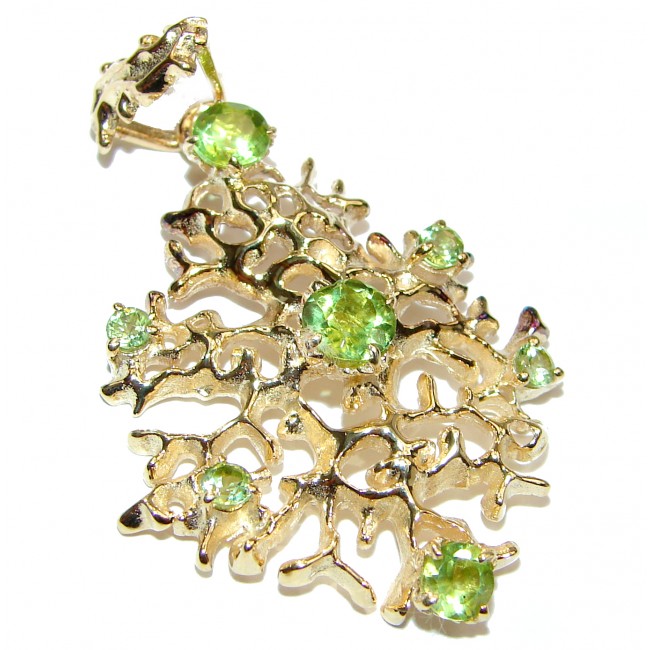 Royal quality genuine Peridot 18K Gold over .925 Sterling Silver handcrafted Pendant