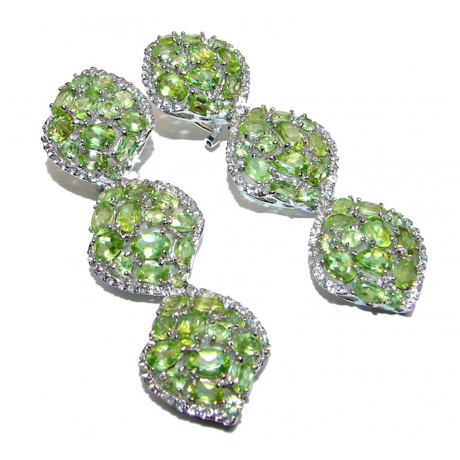 Large Incredible quality Authentic Peridot .925 Sterling Silver handmade earrings