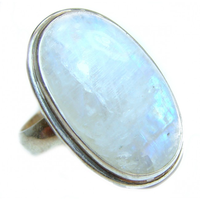 Energizing Moonstone .925 Sterling Silver handmade Ring size 7 adjustable