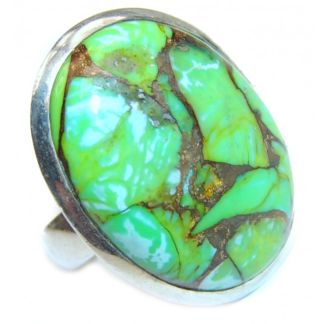 Copper Turquoise .925 Sterling Silver ring; s. 9