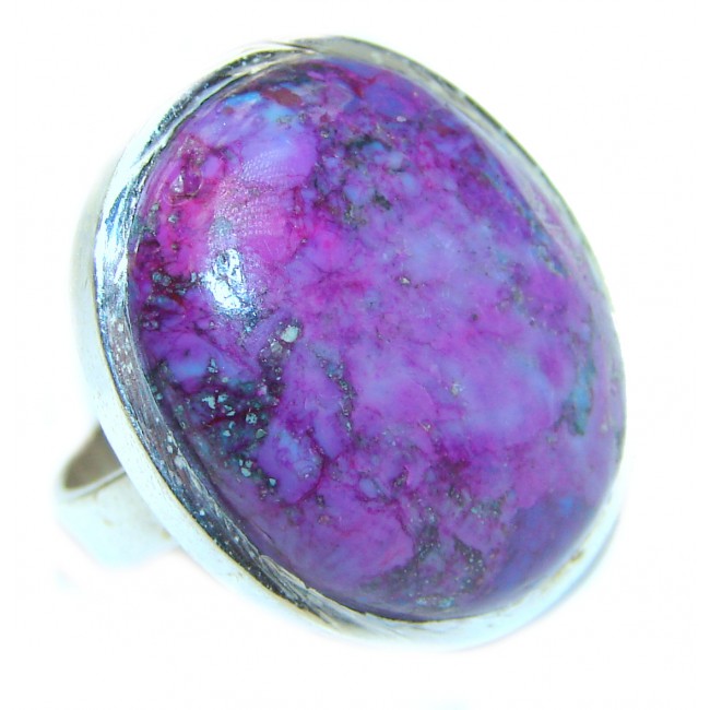 Huge Purple Turquoise .925 Sterling Silver handcrafted ring; s. 6