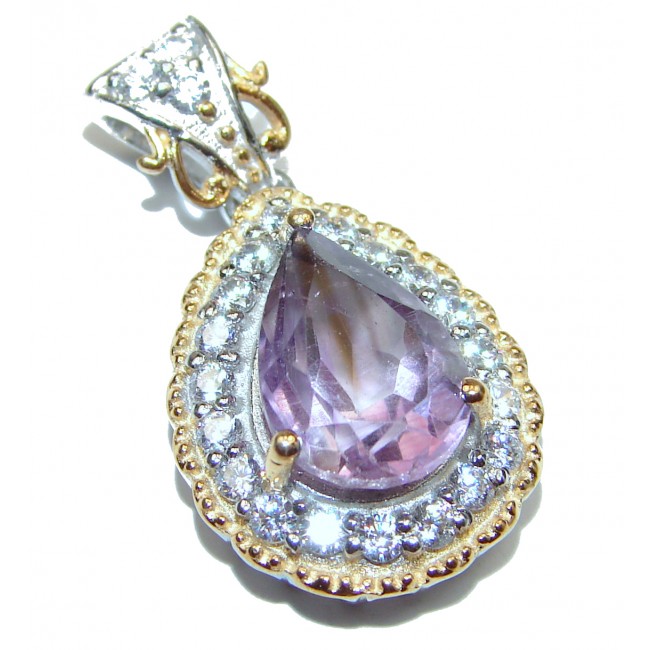 Perfect Pink Amethyst 18K Gold over .925 Sterling Silver handmade pendant