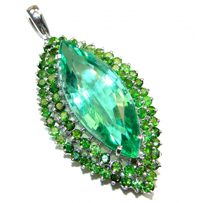 LARGE Treasure of Mother Nature Green Topaz .925 Sterling Silver handcrafted pendant