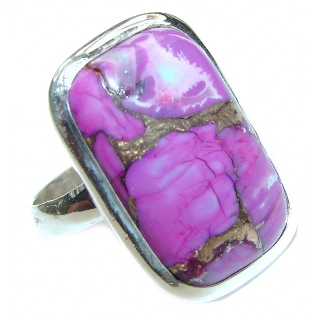 Huge Purple Turquoise .925 Sterling Silver handcrafted ring; s. 7 1/4