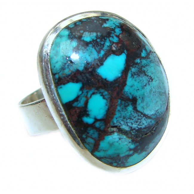 Authentic Turquoise .925 Sterling Silver handcrafted ring; s. 8 1/4