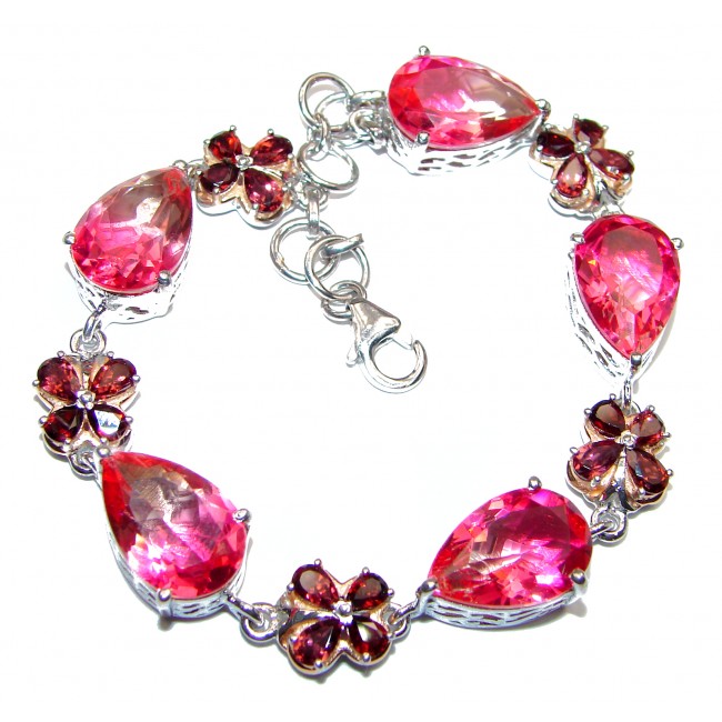 Luxury Volcanic Pink Tourmaline .925 Sterling Silver handmade Bracelet