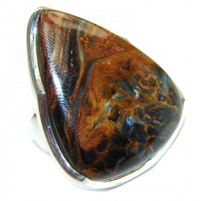 Huge best quality Silky Pietersite .925 Sterling Silver handmade Ring size 8 1/4