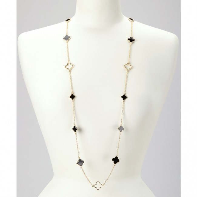 Exclusive Mother Of Pearl 36 inches Long .925 Station Necklace