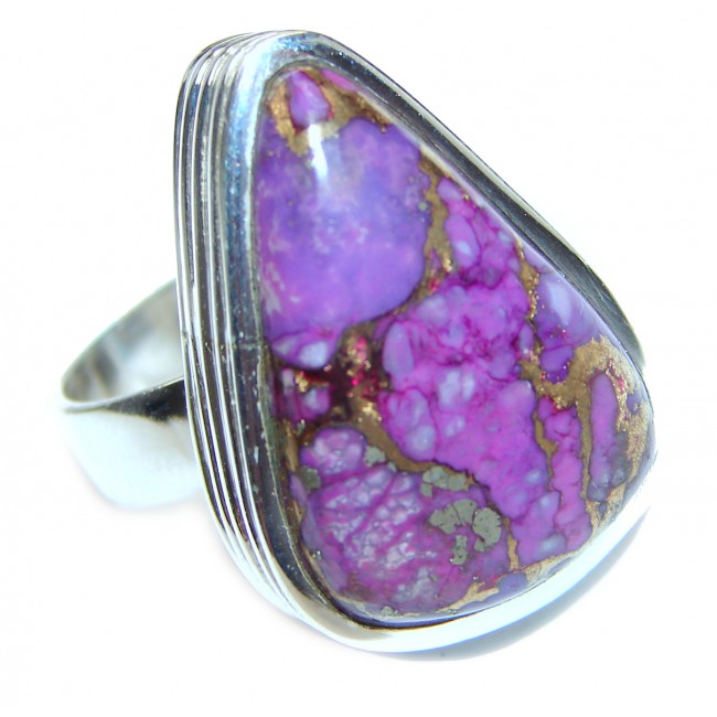 Huge Purple Turquoise .925 Sterling Silver handcrafted ring; s. 9 1/2