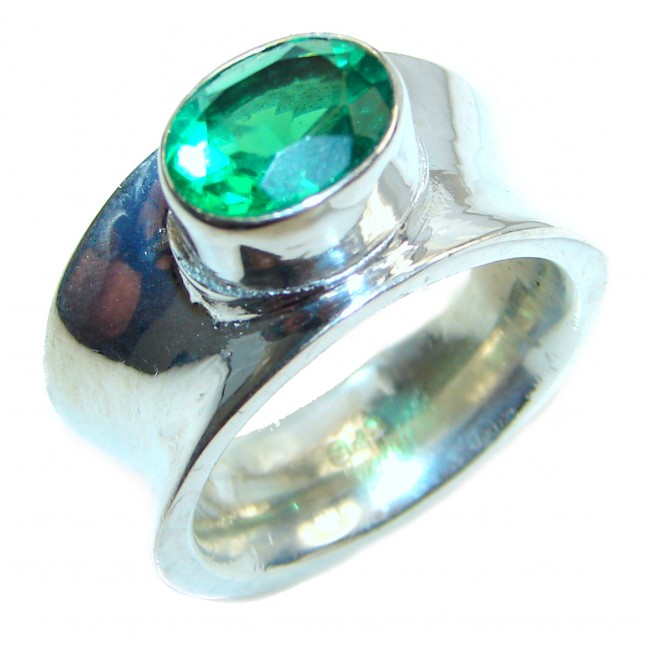 Authentic green quartz .925 Sterling Silver ring s. 8 1/4