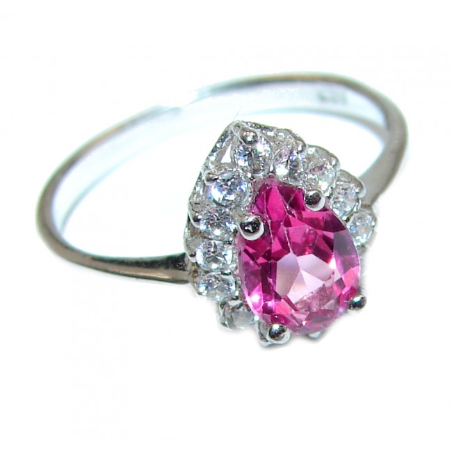 Perfect Pink Sapphire .925 Sterling Silver Ring s. 5 3/4