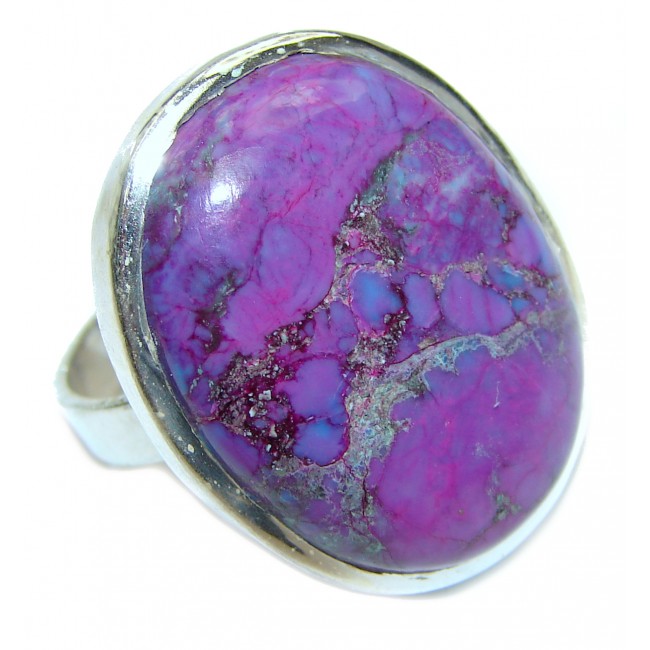 Huge Purple Turquoise .925 Sterling Silver handcrafted ring; s. 9 3/4