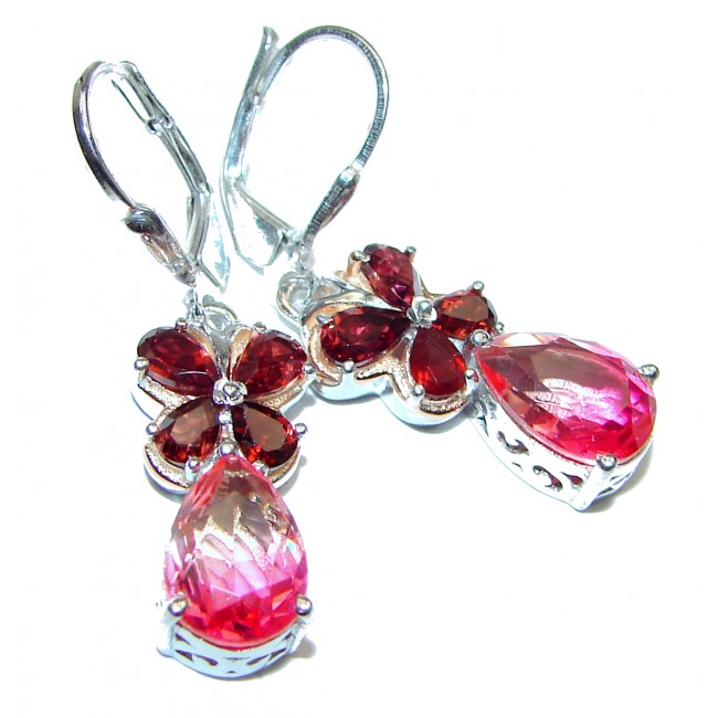 Precious Pink Tourmaline .925 Sterling Silver entirely handmade earrings