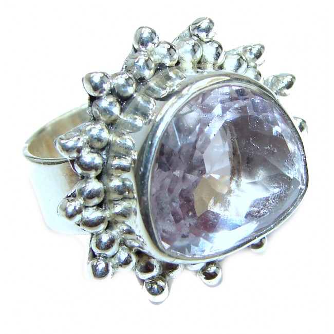 Spectacular genuine Pink Amethyst .925 Sterling Silver handcrafted Ring size 6 1/2