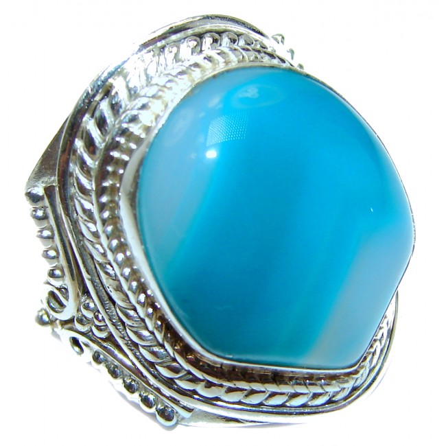 Huge Exotic Agate Sterling Silver Ring s. 9
