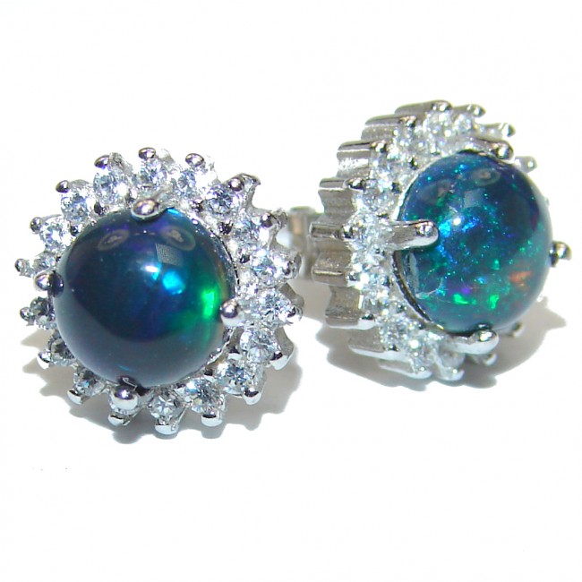 Classy Design authentic Black Opal .925 Sterling Silver handcrafted earrings