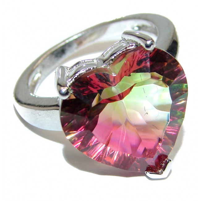 Spectacular Natural Tourmaline .925 Sterling Silver handcrafted ring size 6 3/4