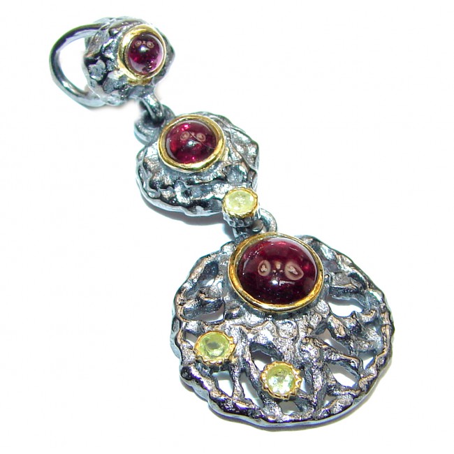 Beautiful genuine Garnet 18ct Rose Gold over .925 Sterling Silver handcrafted Pendant