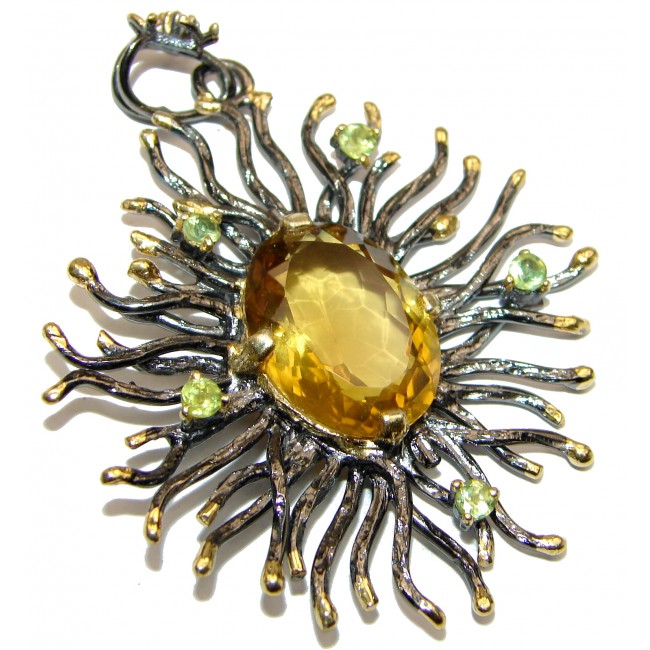 Royal quality genuine 25ctw Citrine 18K Gold over .925 Sterling Silver handcrafted Pendant