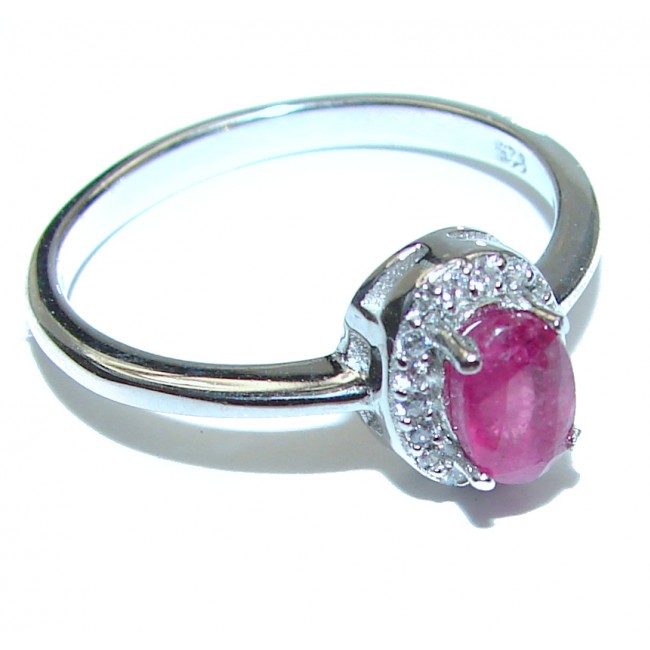Genuine Ruby .925 Sterling Silver handcrafted Statement Ring size 7 3/4