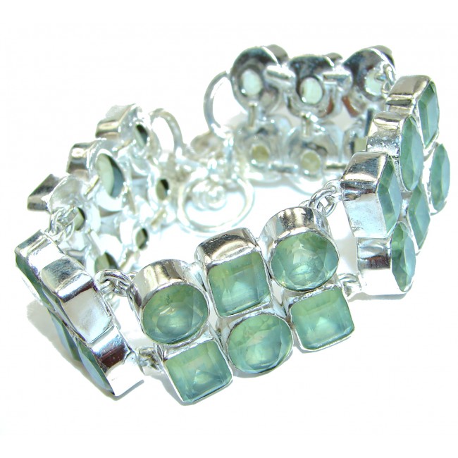 Large Exclusive Green Quartz Sterling Silver handcrafted Bracelet