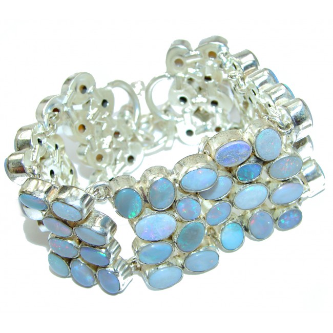 Angel Blue precious Australian Doublet Opal .925 Sterling Silver handcrafted Bracelet