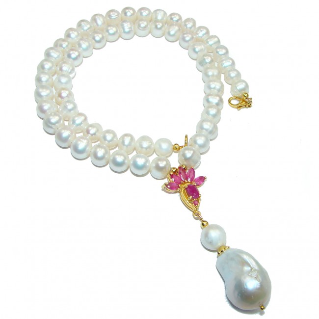 Francesca Pearl Mother of Pearl 14K Gold over .925 Sterling Silver handmade Necklace
