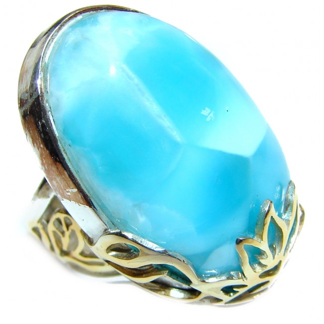 Vintage Design AAAAA QUALITY Natural Larimar .925 Sterling Silver handcrafted Ring s. 8 adjustable