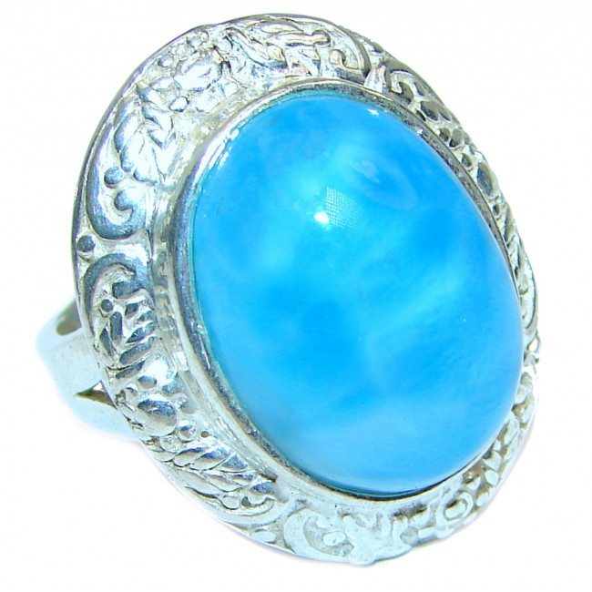 Vintage Design Best QUALITY Dominican Republic Larimar .925 Sterling Silver handcrafted Ring s. 8 1/4