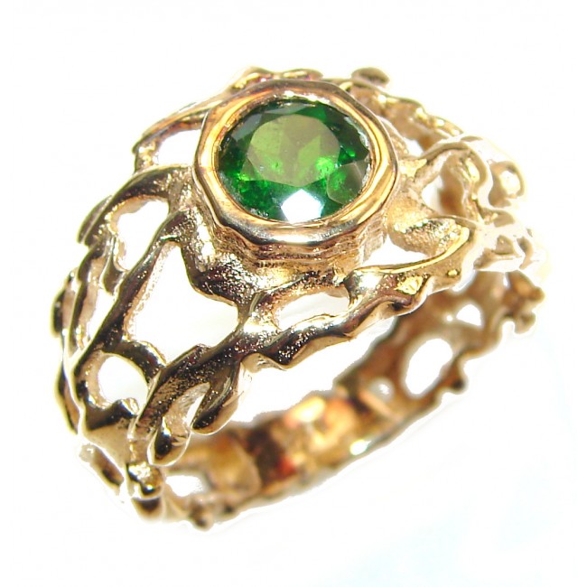 Natural Chrome Diopside 24K Rose Gold over .925 Sterling Silver Statement ring size 7