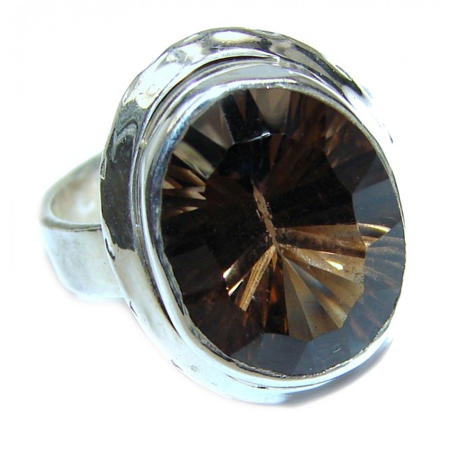 Authentic Smoky Quartz .925 Sterling Silver handcrafted ring s. 7