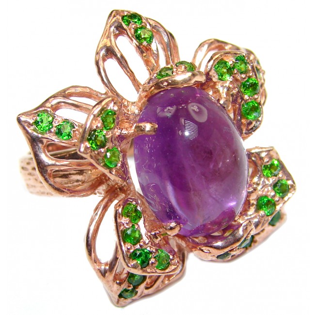 Spectacular Natural Amethyst rose gold over .925 Sterling Silver handcrafted ring size 8