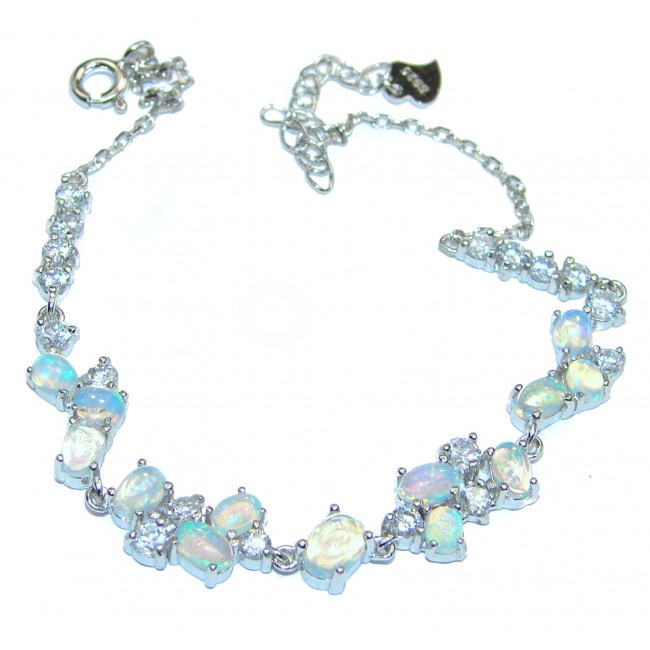 Natural precious Ethiopian Opal .925 Sterling Silver handcrafted Bracelet