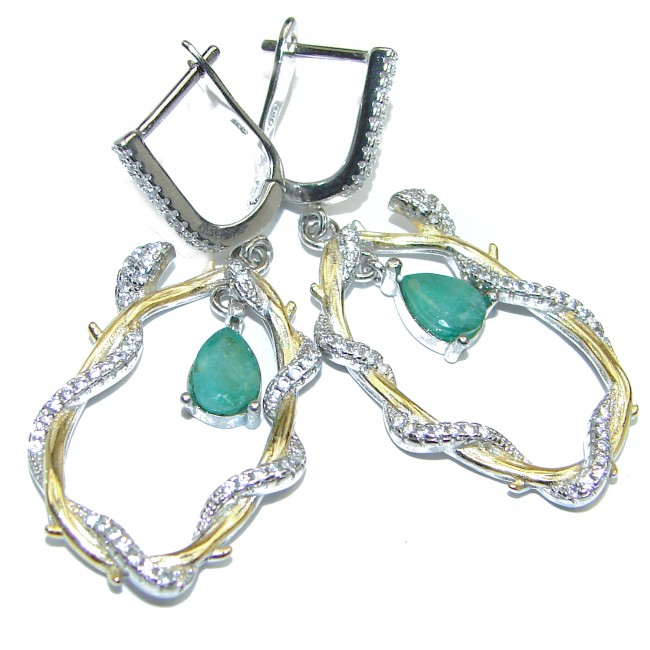 Valentina Authentic Emerald 14K Gold over .925 Sterling Silver handmade earrings