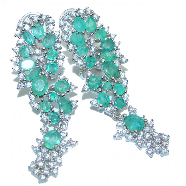 BELLA Authentic Emerald .925 Sterling Silver handmade earrings