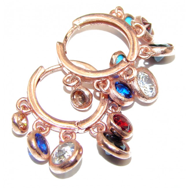 Posh Authentic Multigem rose gold .925 Sterling Silver handmade earrings