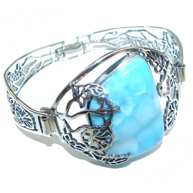 Best quality Caribbean Blue Larimar .925 Sterling Silver handcrafted Bracelet
