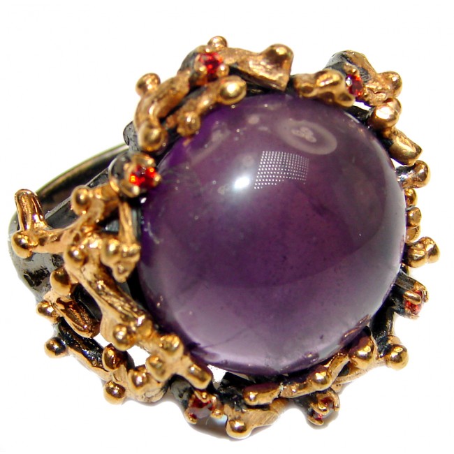 Large Victorian Style genuine Amethyst .925 Sterling Silver handcrafted Ring size 7