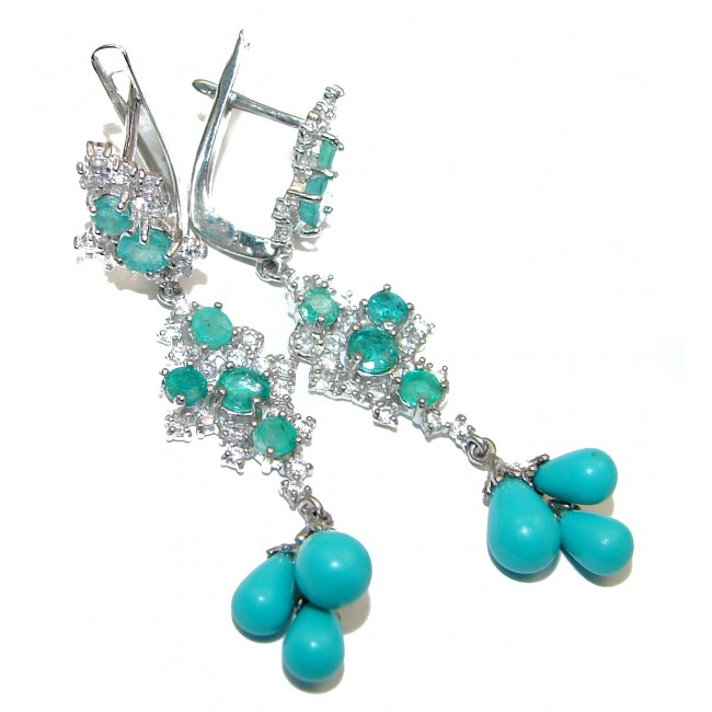 Posh Sleeping Beauty Turquoise .925 Sterling Silver handmade earrings