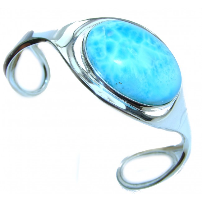 Caribbean Blue best quality authentic Larimar .925 Sterling Silver handcrafted Bracelet / Cuff