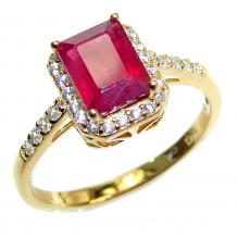 Vintage Beauty genuine Ruby 18K Gold over .925 Sterling Silver Statement handcrafted ring; s.  9