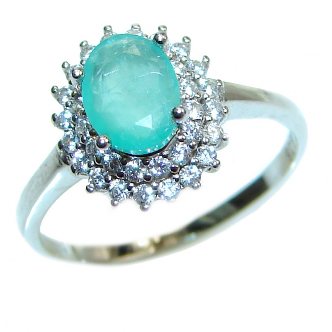 Genuine Colombian Emerald .925 Sterling Silver handcrafted ring size 6 1/4