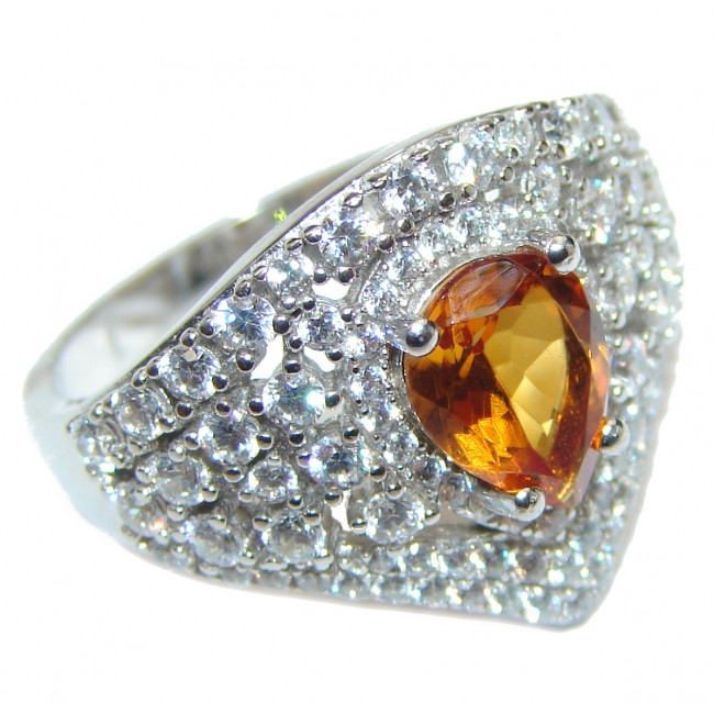 Classy Beauty Natural Citrine .925 Sterling Silver handcrafted Ring s. 9